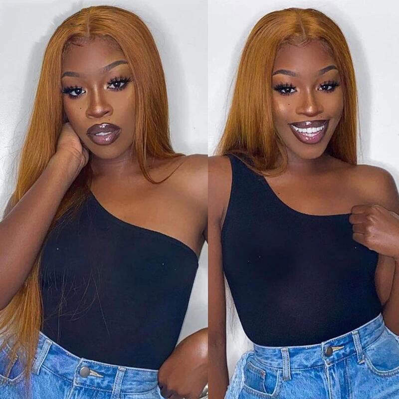 Stema #6 Brown 13x4 Transparent Lace Frontal Straight Wig